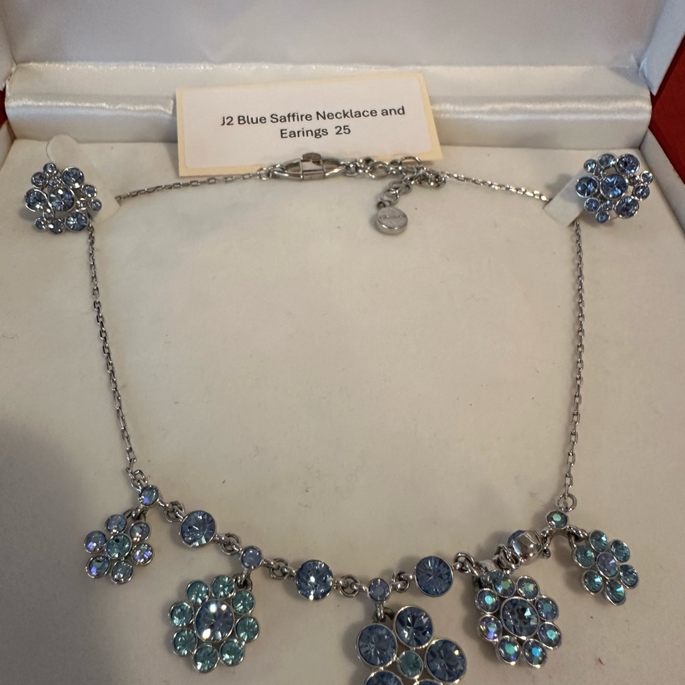 Elegant Blue Sapphire Necklace and Earrings Set